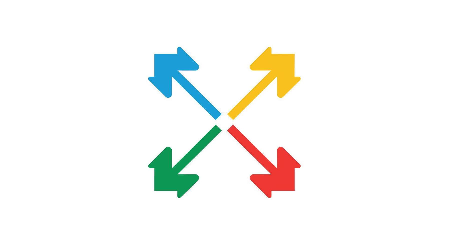 A colorful arrow logo with two arrows pointing in different directions vector