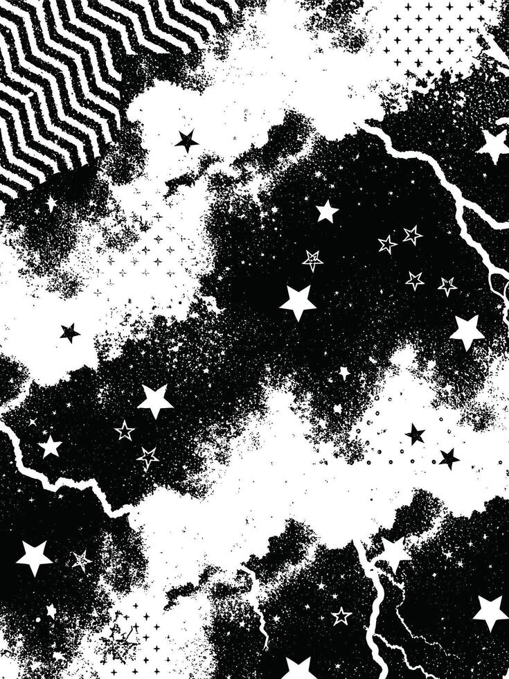 Chaotic Grunge Background with Zigzag and Star Patterns vector