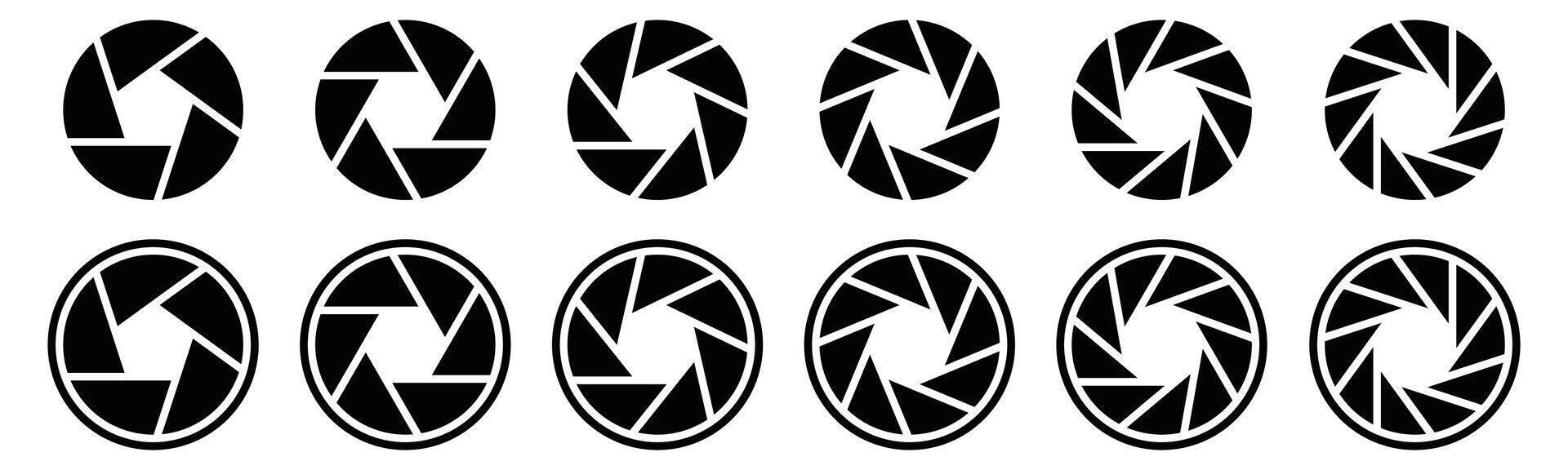 Camera shutter icons set. Camera lens icon symbol collection vector