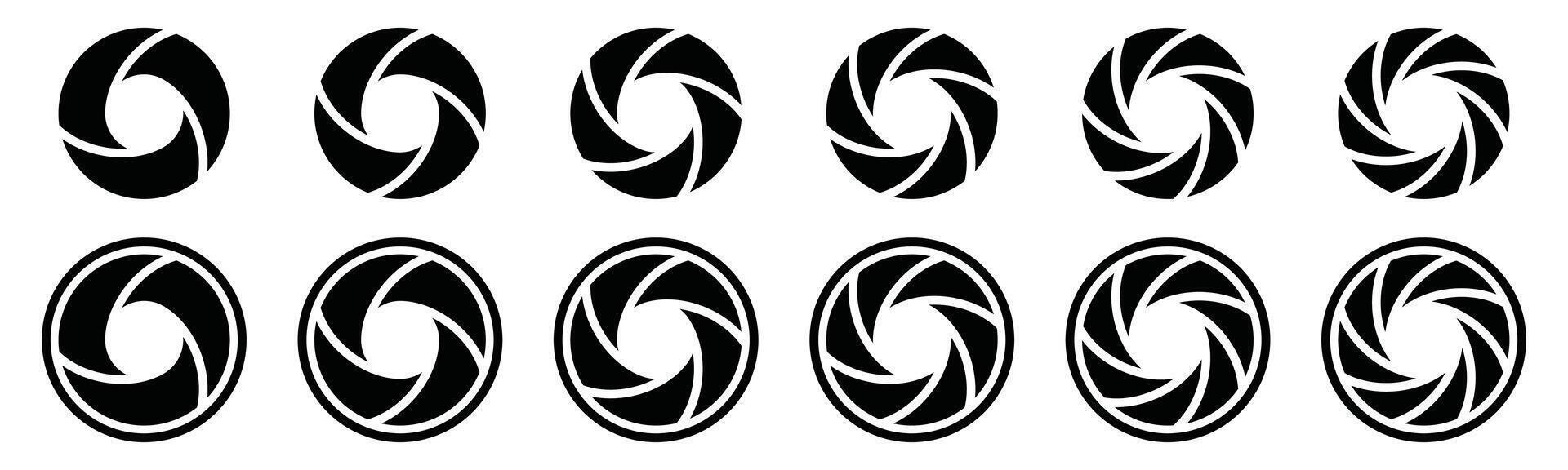 Camera shutter icons set vector