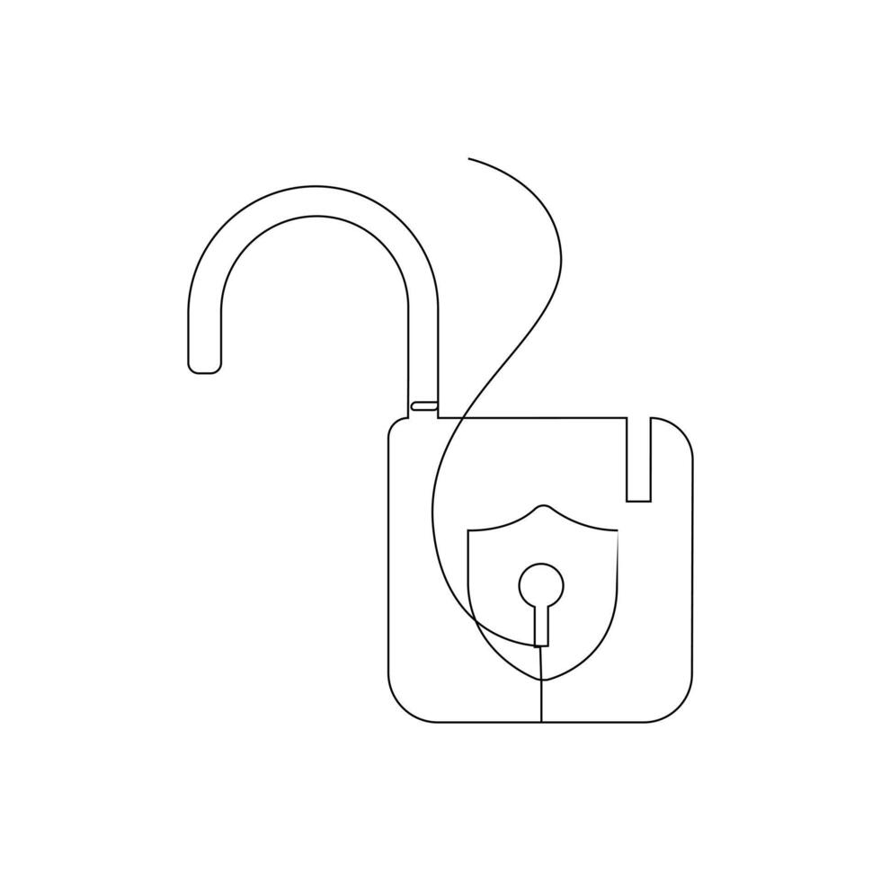 continuous in one line real estate lock icon concept of safety and security isolated on white background vector