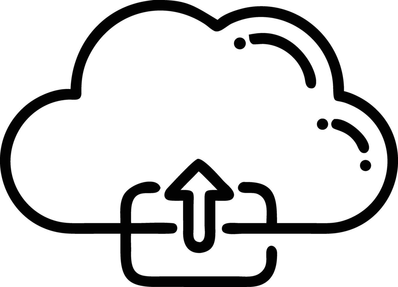 Line Art Icon of a Cloud with an Upload Arrow Symbol data storage vector