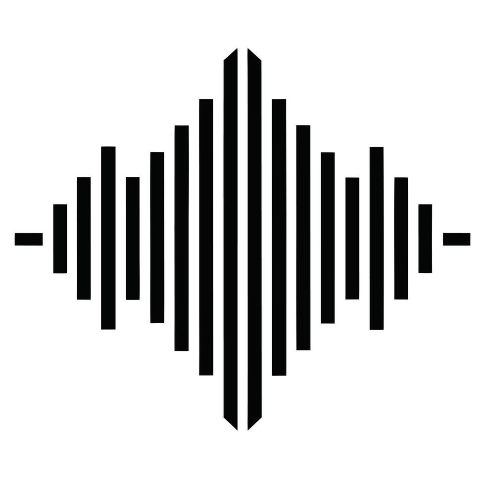 Black and white abstract sound wave equalizer graphic with symmetrical vertical bars on a white background vector