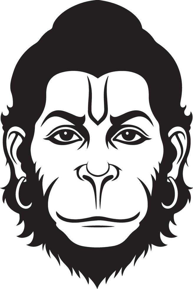 Divine Monkey Face A powerful representation of a divine monkey face. A sacred Hindu symbol, depicted with a serene expression and intricate details, invites contemplation and reverence. vector