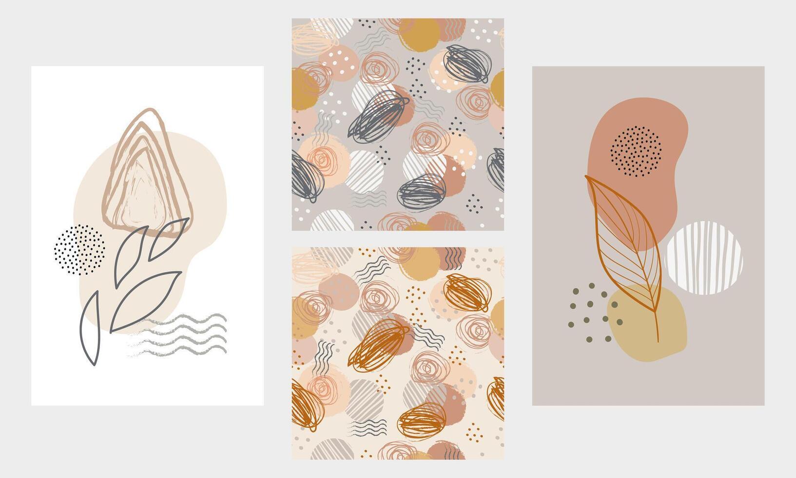 Bundle of boho Abstract Posters and Seamless Pattern vector