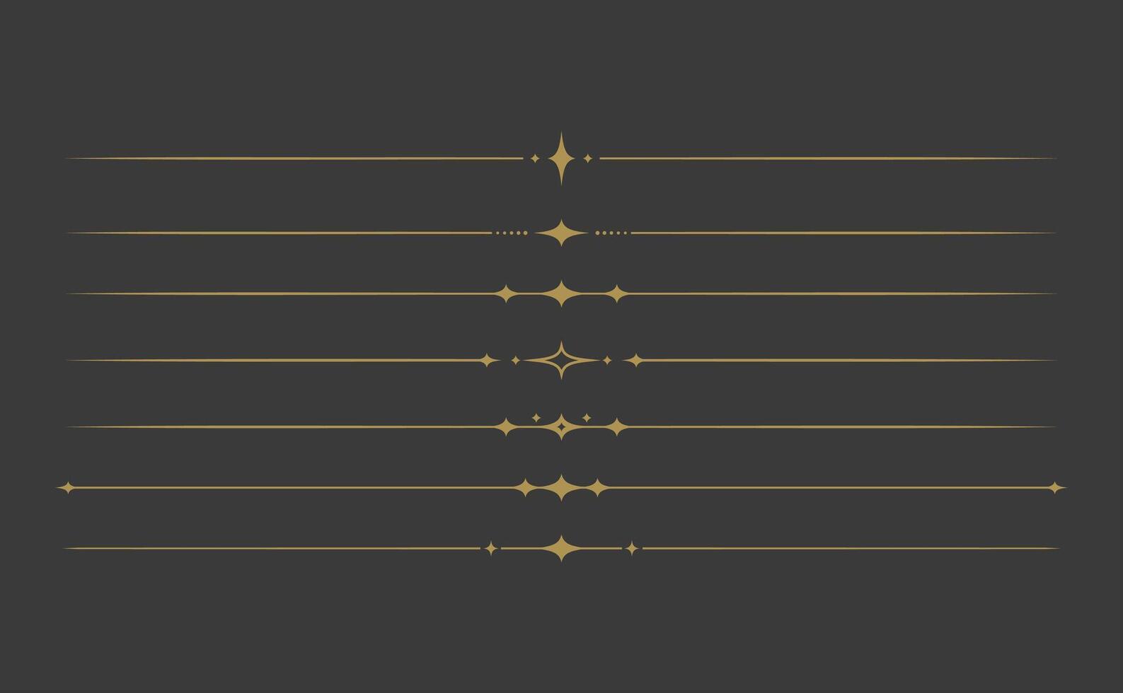 Set of simple gold star and sparkle line divider separator vector