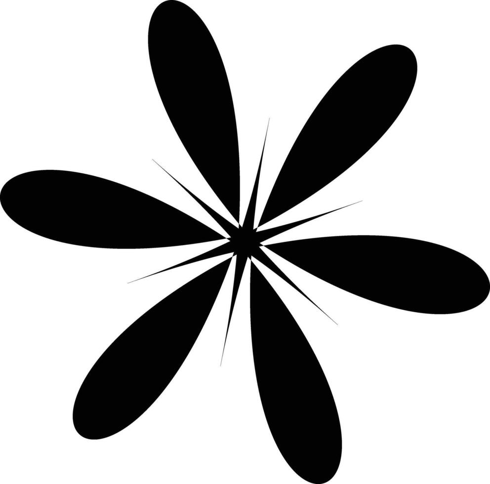 Stylized black flower petal design with sharp points vector