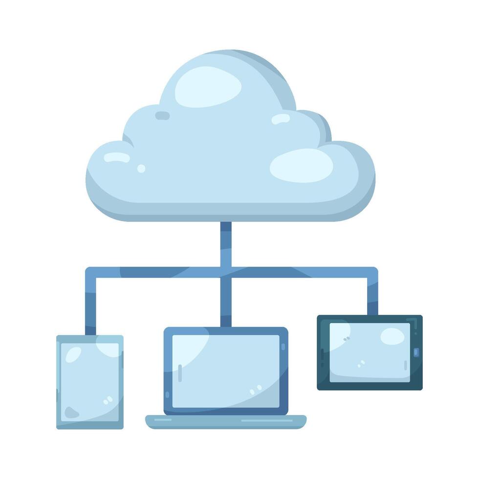 Cloud computing graphic with devices vector