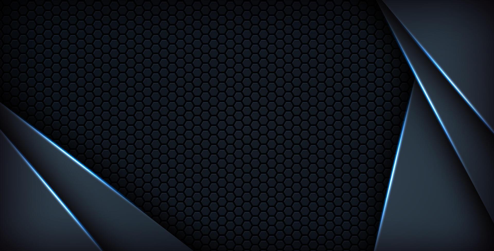 dark abstract blue light background gradient shapes. navy blue hexagon mesh pattern decoration. ., vector