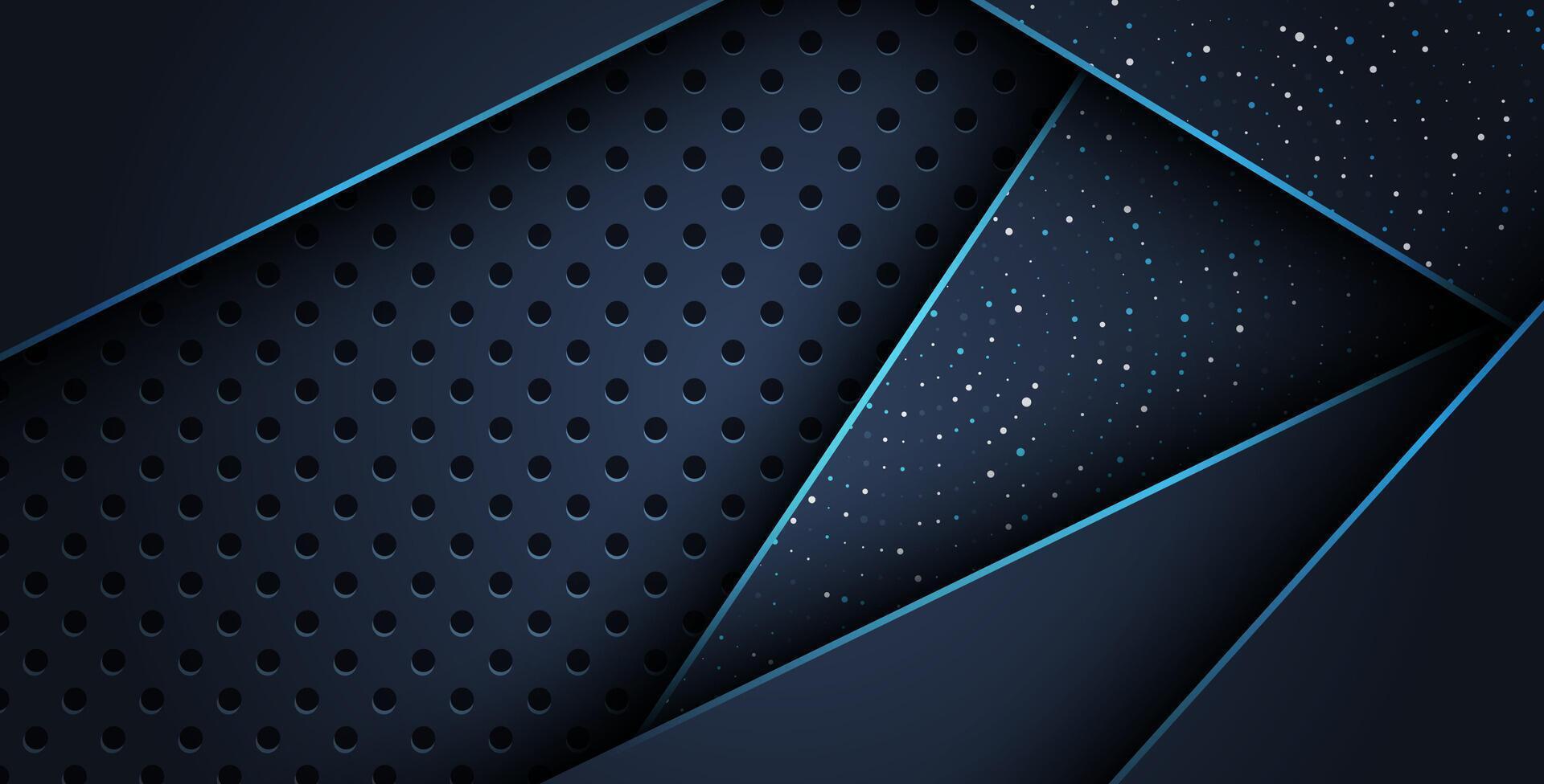 abstract blue line overlap on glitters dots luxury with dark circle mesh modern background. . vector