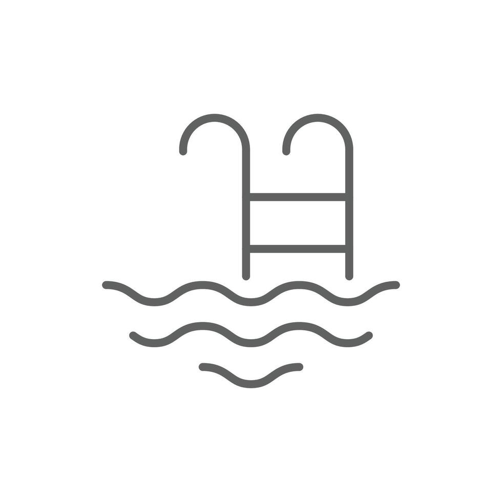 Swimmimg pool flat line icon. Swim, fitness. Thin sign of water sport, gym editable stroke. vector