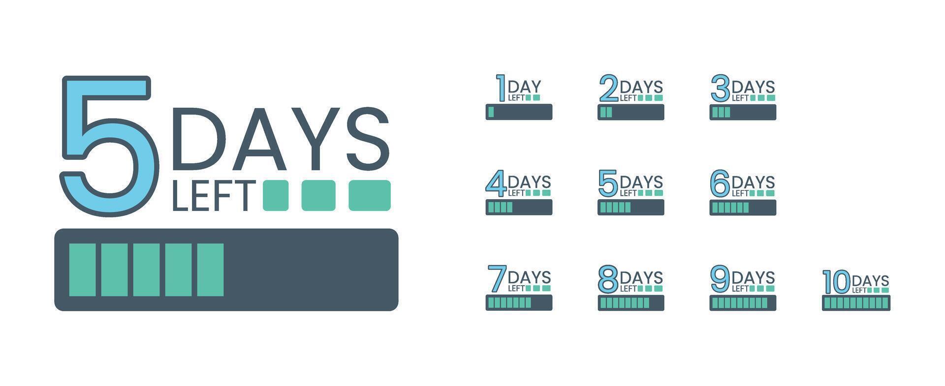 Sale banner with countdown numbers and text 5 days left.. vector