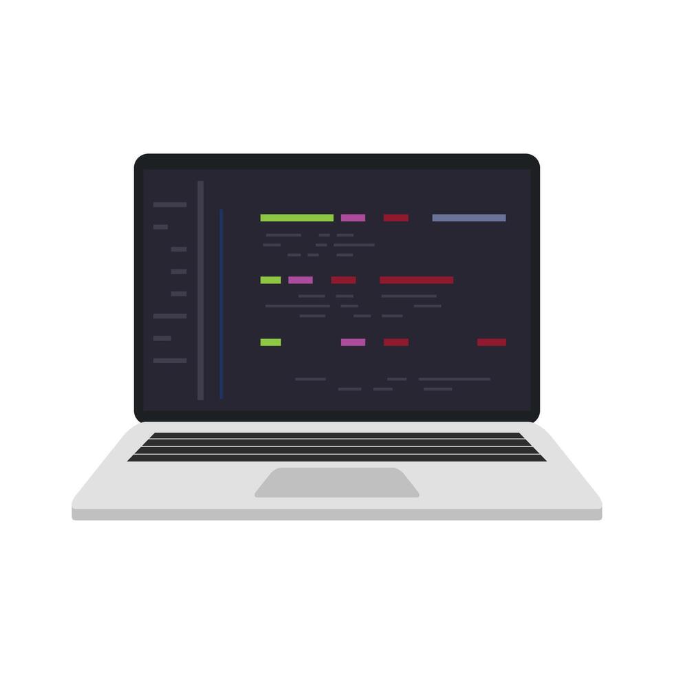 Laptop Coding Illustration in Flat Style vector