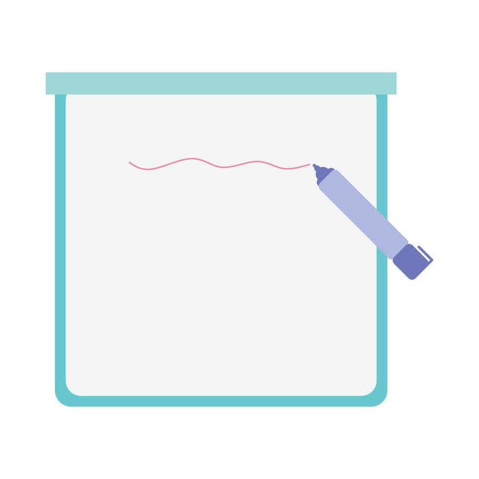 Whiteboard with Marker. Blank Presentation Board Frame vector