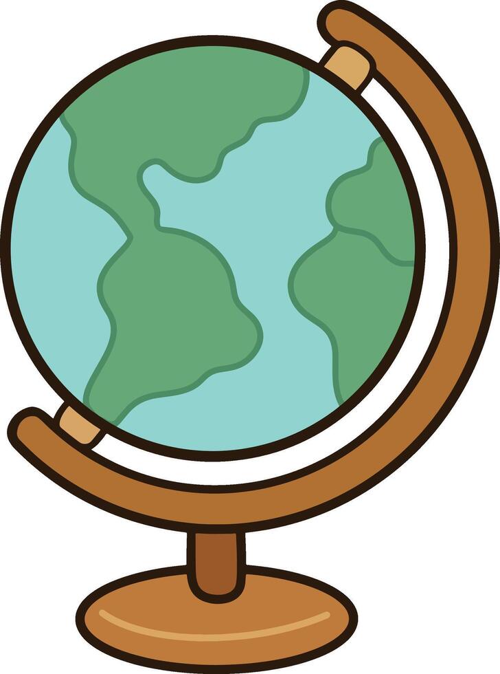Cartoon globe vertical axis icon on transparent background vector