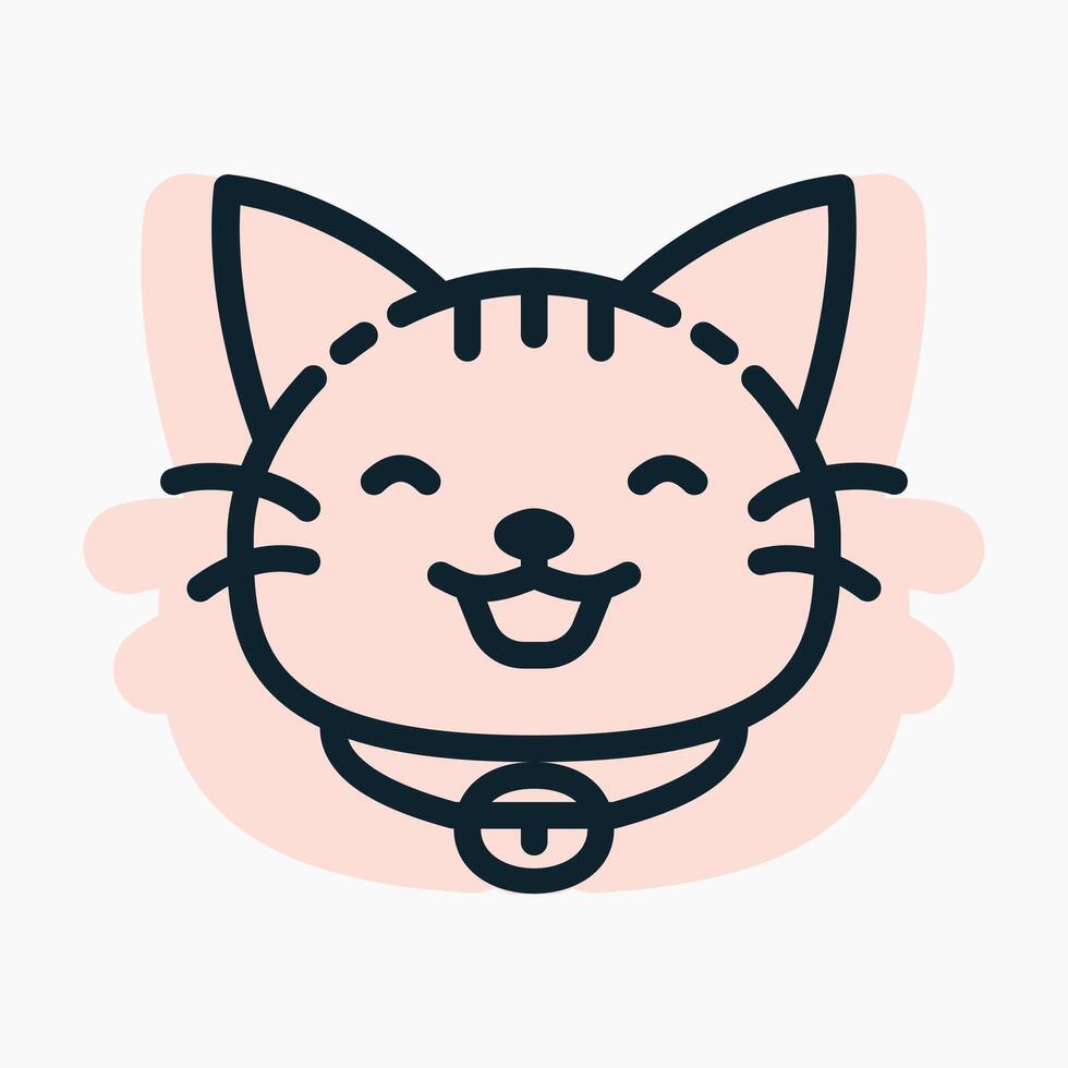 Illustration of Happy Cat, designed in line style. Ideal for stickers, branding, and digital projects. Comes in multiple formats, and making it versatile for both print and online use. vector
