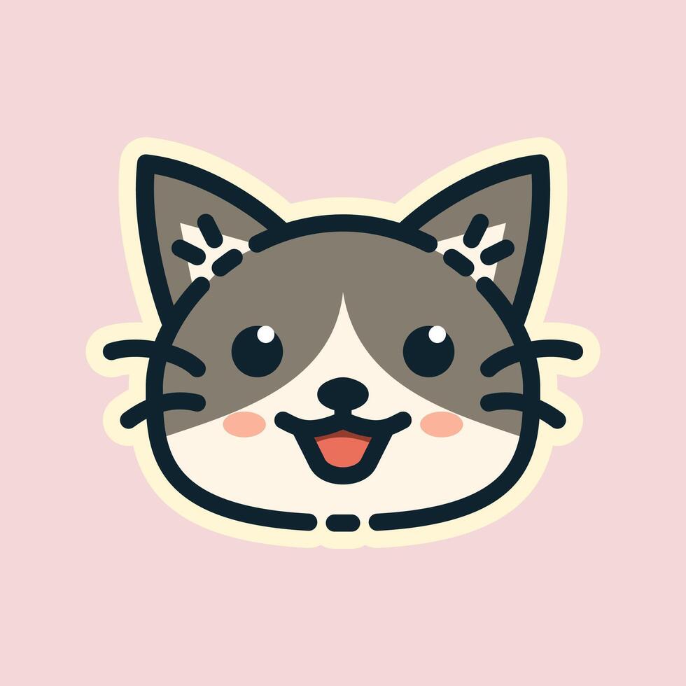 Illustration of Cat, designed in flat style. Ideal for stickers, branding, and digital projects. Comes in multiple formats, and making it versatile for both print and online use. vector