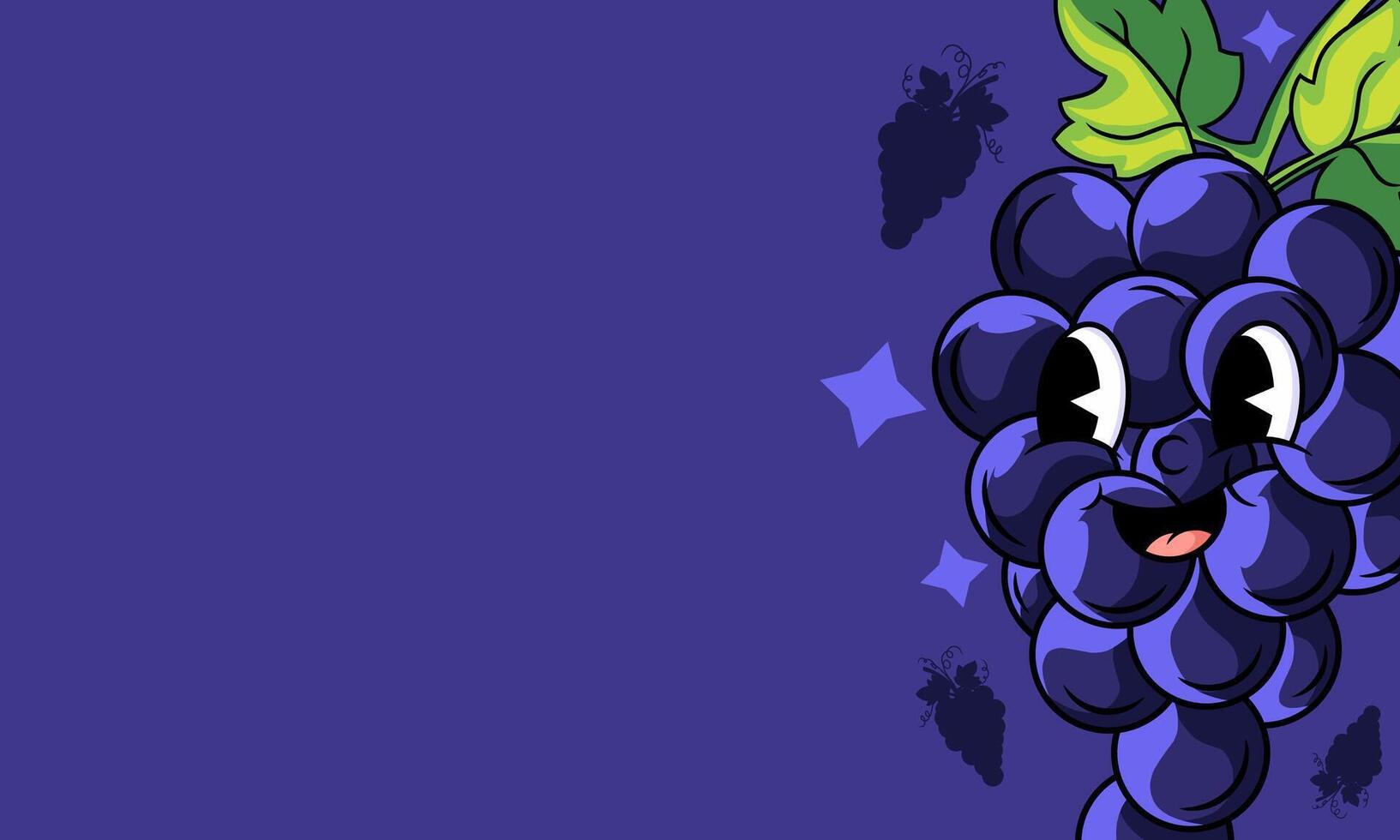digital background illustration of a bunch of cartoon black grapes. The artwork is designed with a friendly copy space area, making it perfect for various uses. vector