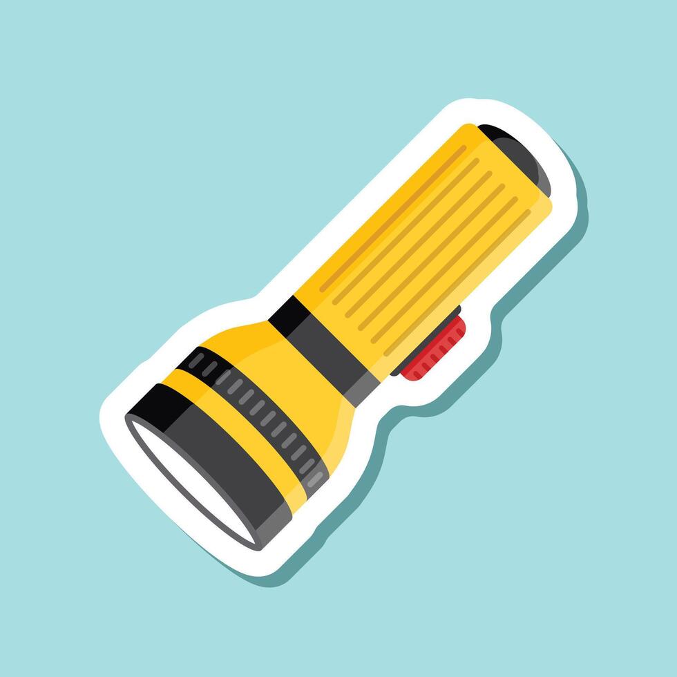 A yellow flashlight with a red light on it vector