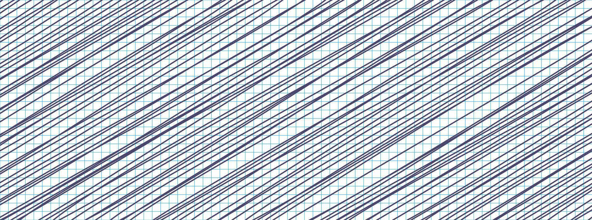 diagonal líneas intersecarse en estructurado cuadrícula papel, formando patrones. vector