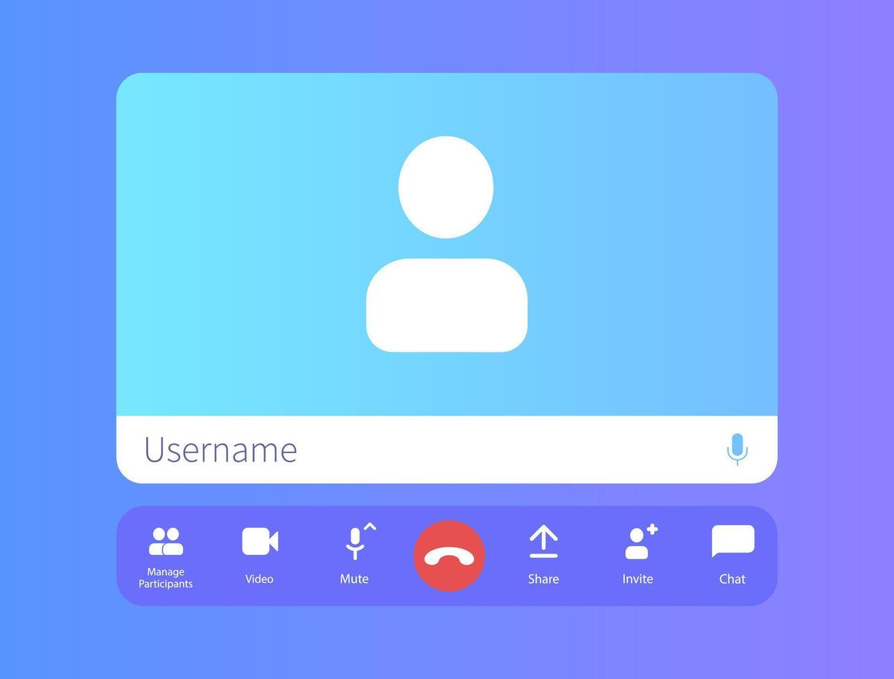 User interface for a virtual meeting with participant controls vector
