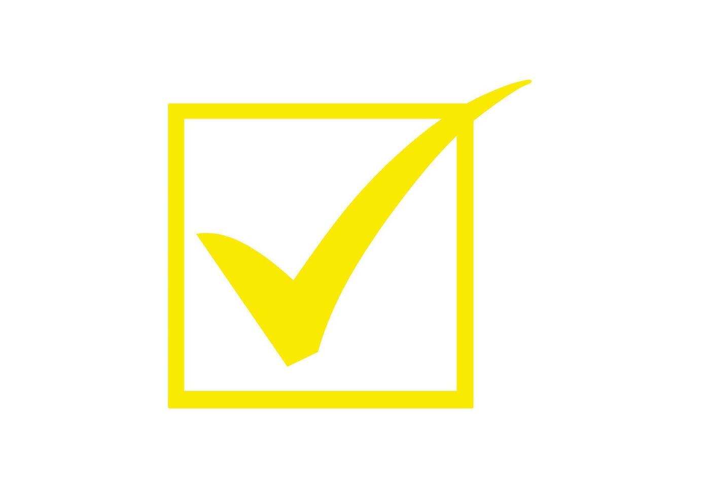 Yellow Check Mark in Square, Approval Symbol, Digital Interface Concept vector