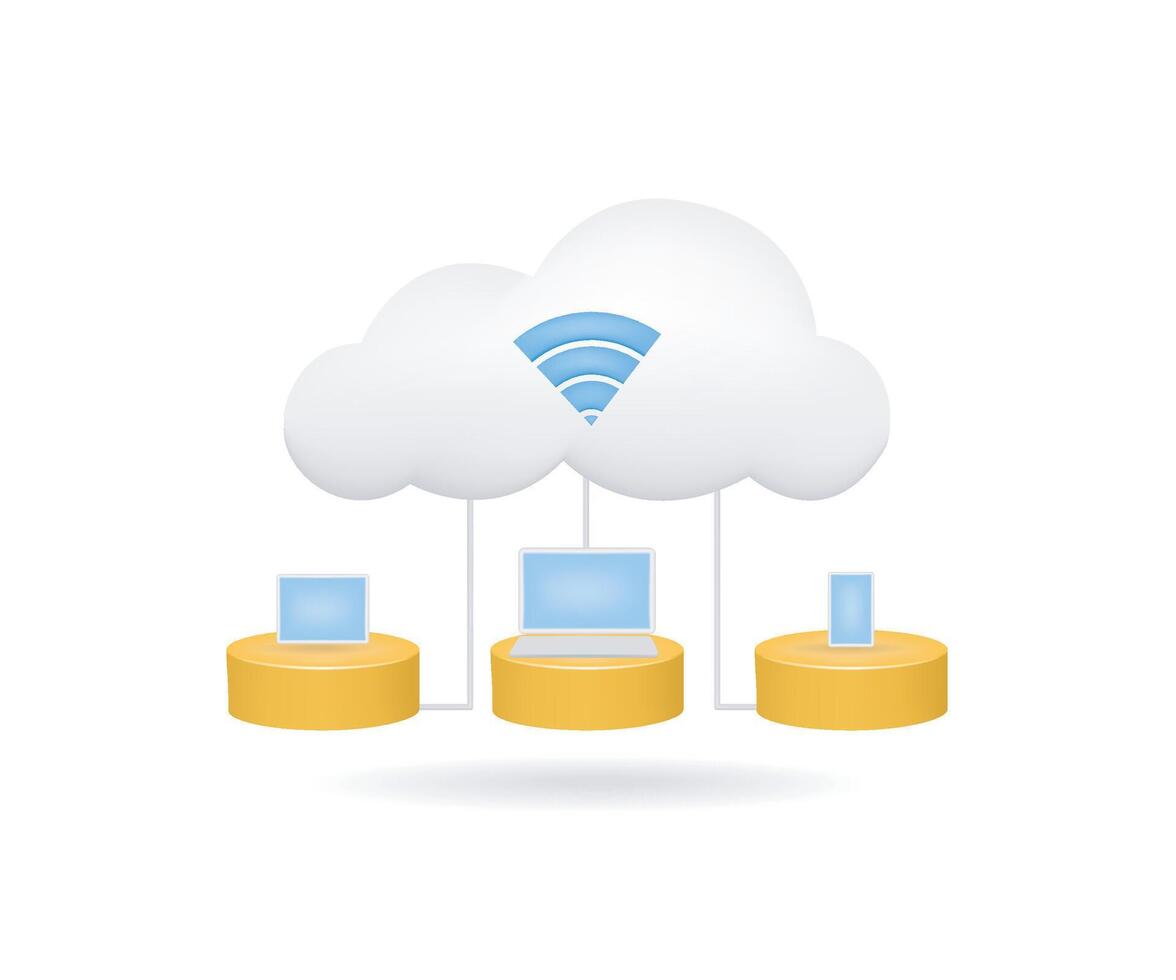 Iot cloud server network data concept isometric illustration vector