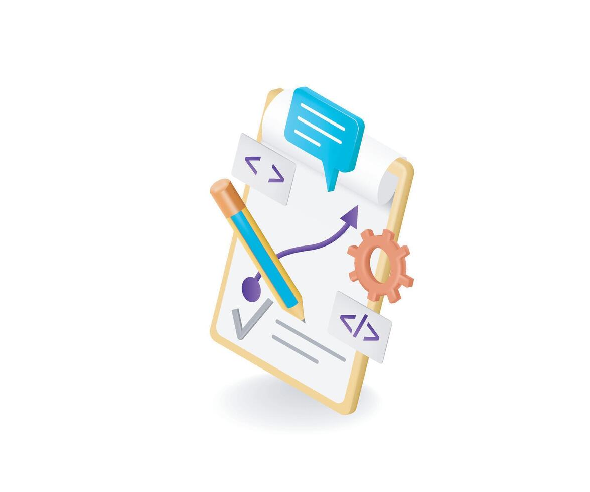 Coding concepts illustration on notepad vector