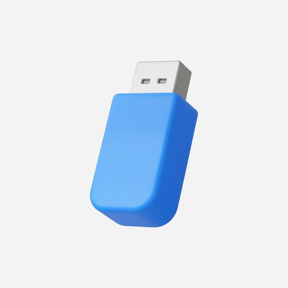 A modern blue USB flash drive designed for secure data storage. vector