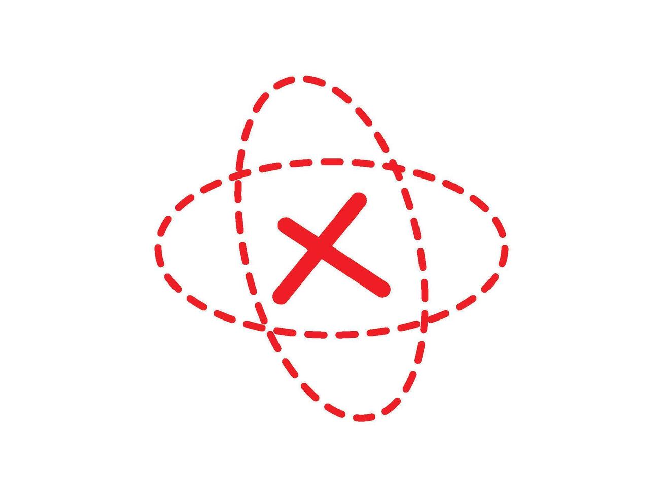 Red Cross in Dashed Circle Graphic Design Element vector