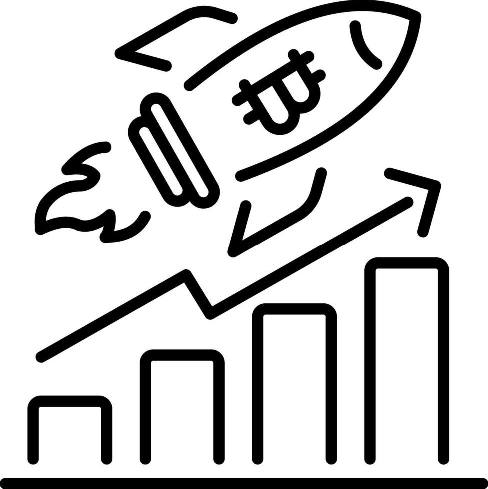 un lineal icono demostración un bitcoin aumentar vector
