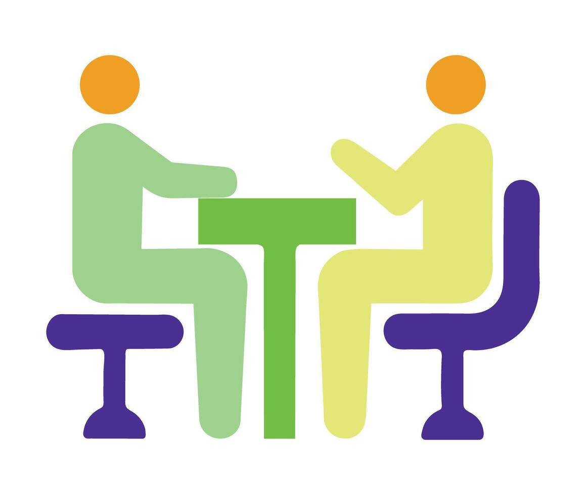 Business meeting and interview icon,Collaboration and discussion symbol in flat design vector
