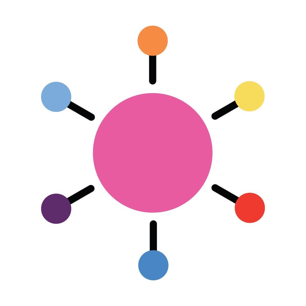 Network hub and connection icon illustration, Abstract mind map or data distribution symbol vector