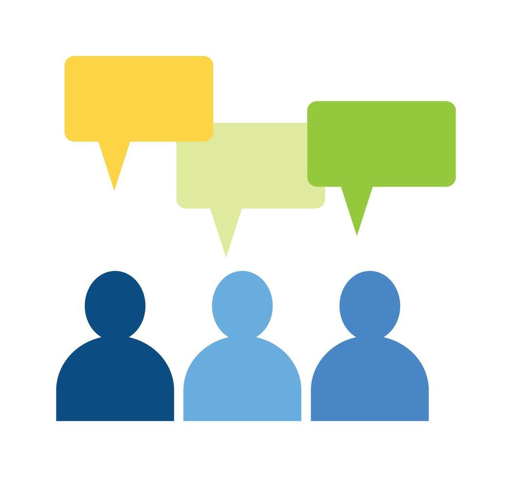 Group communication and discussion icon,Teamwork and collaboration symbol with speech bubbles vector