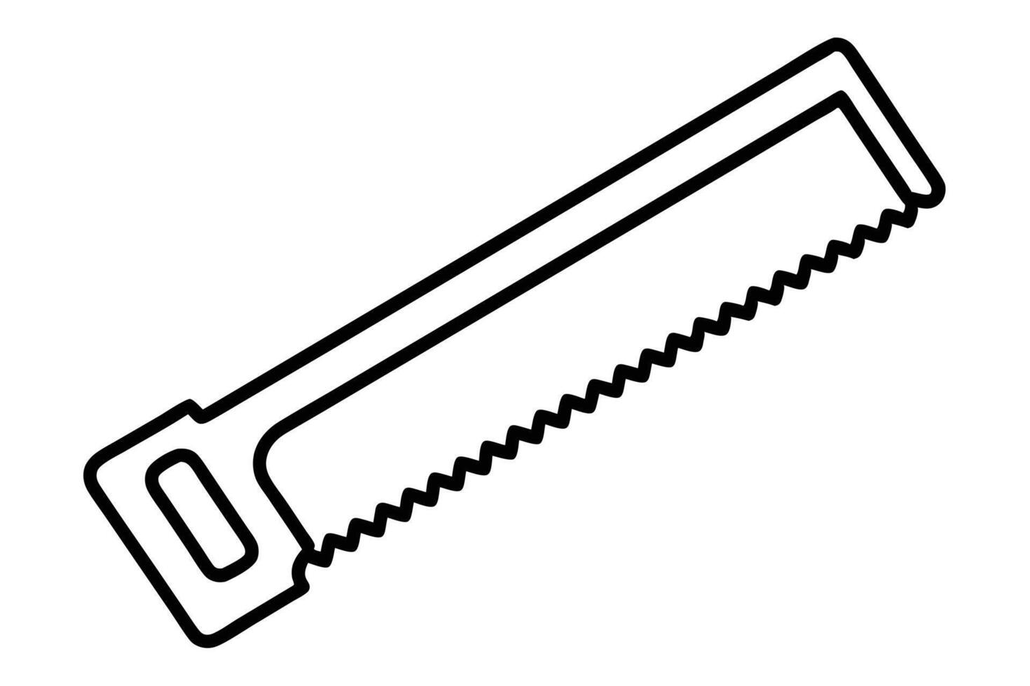 Simple Line Drawing of a Hand Saw, Perfect for DIY Projects, Isolated on White Background, Clean and Minimalist Design vector