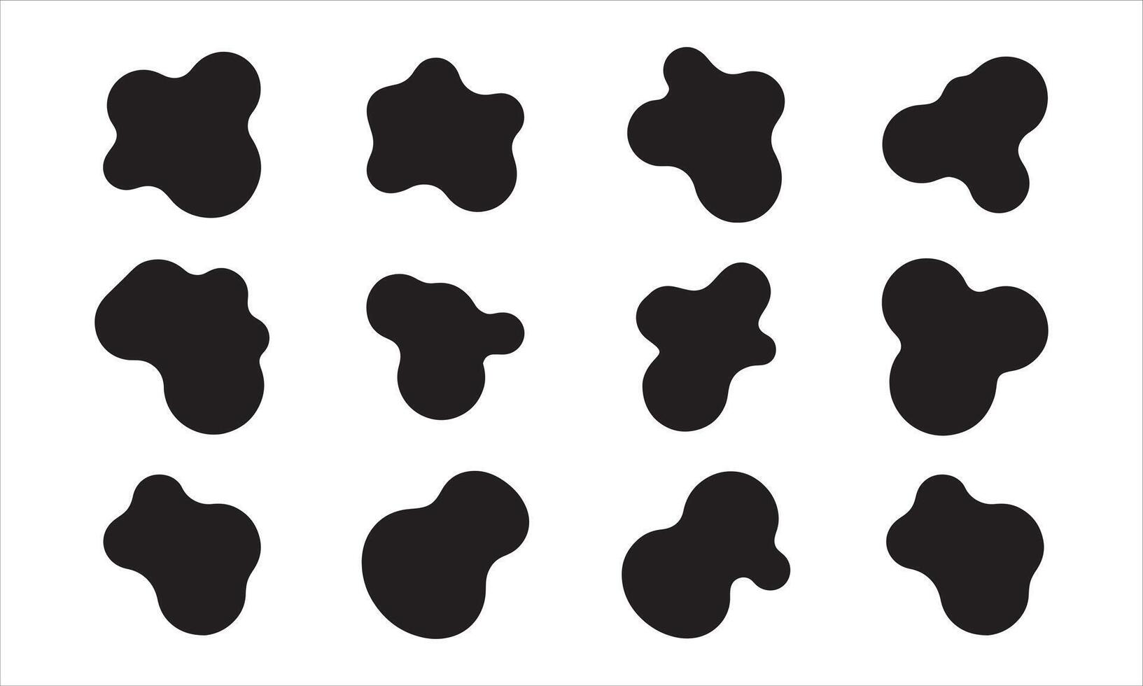 Cow print pattern for modern design projects or unique backgrounds, simple black blobs on white backdrop vector