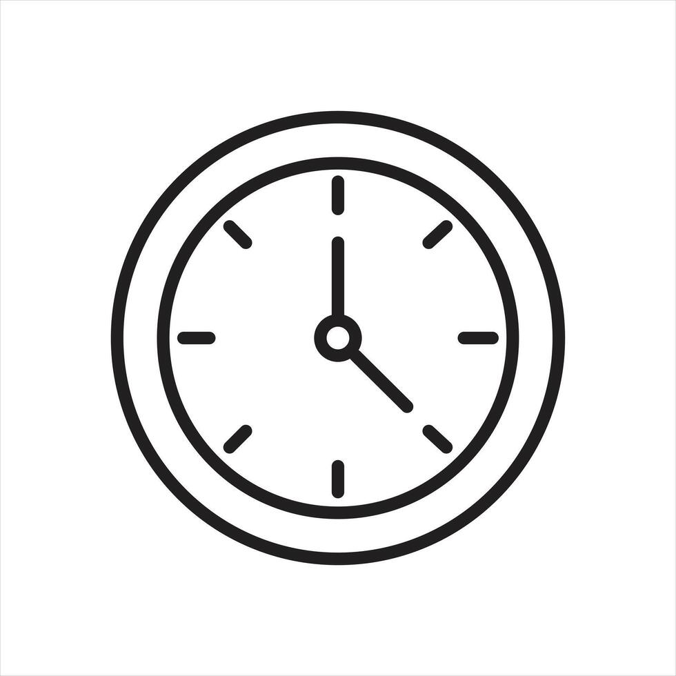Modern outline clock face showing the time, perfect for time management or appointment reminders design vector