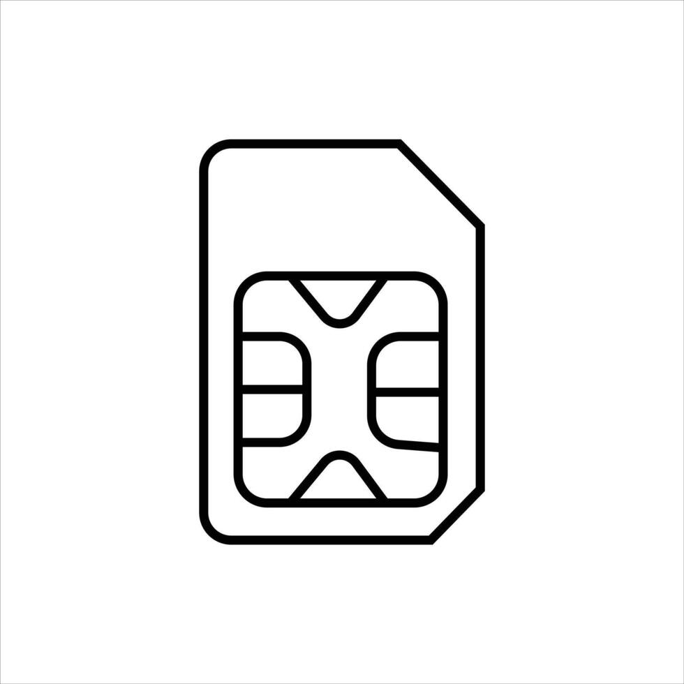Simple SIM card icon for mobile connection in black and white, modern line art for technology solutions vector