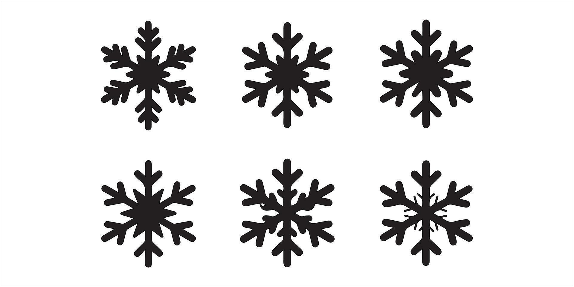 Set of snowflake icons isolated on white background for winter design vector