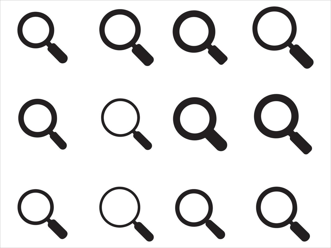 Various magnifying glass icons isolated on white background for search concepts vector