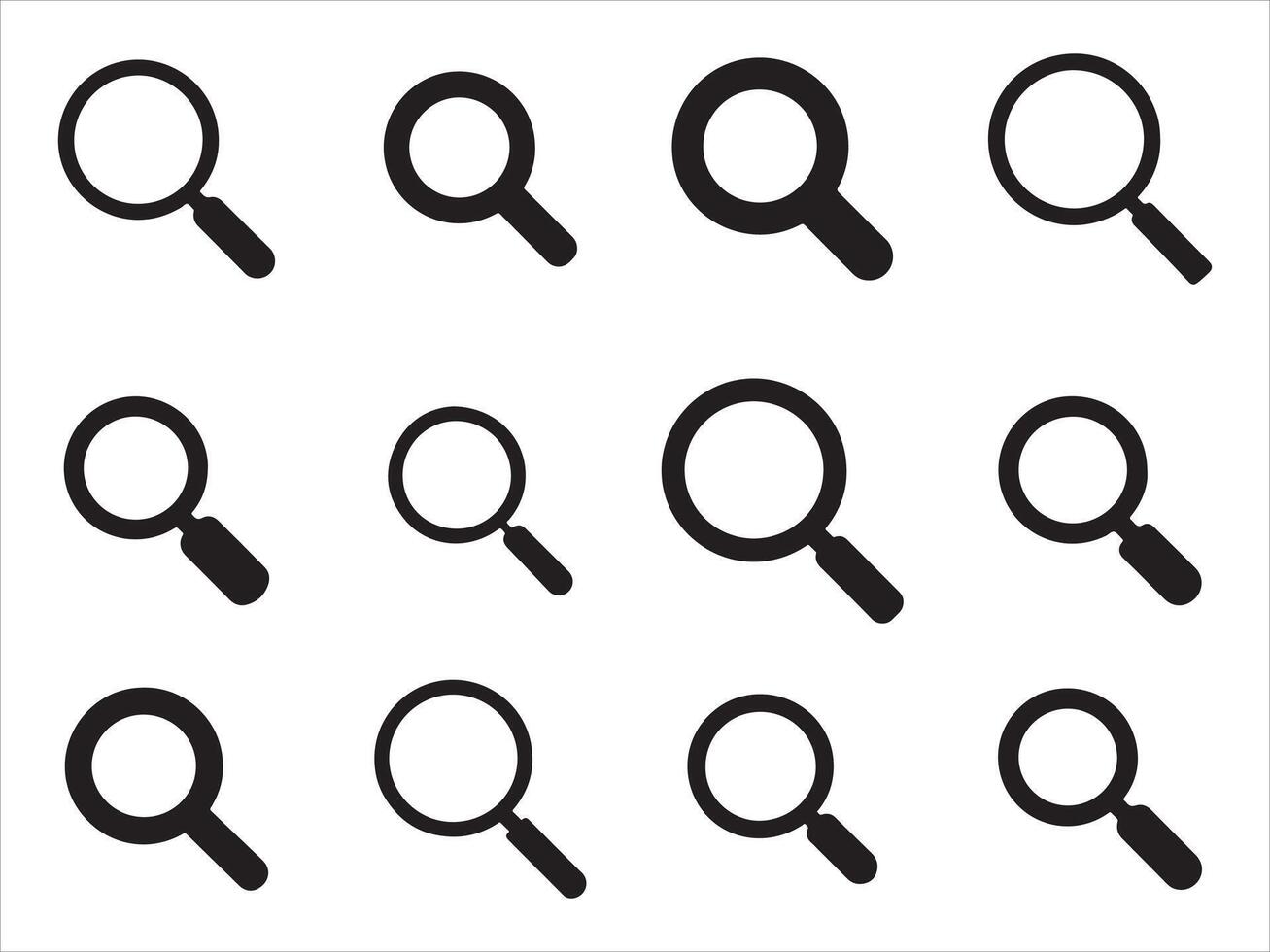 Magnifying glass icons isolated on white background for search and zoom use vector
