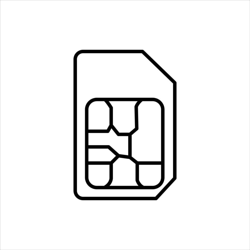 Sleek line icon of a SIM card, perfect for illustrating mobile technology or global connectivity projects vector