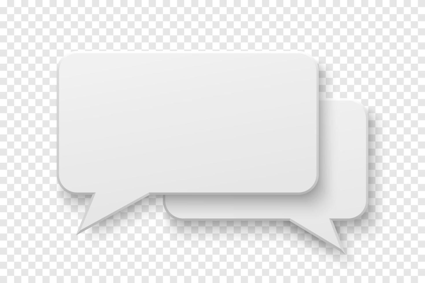 two white blank paper speech bubbles on background. Rectangle shape. Template for your design. vector