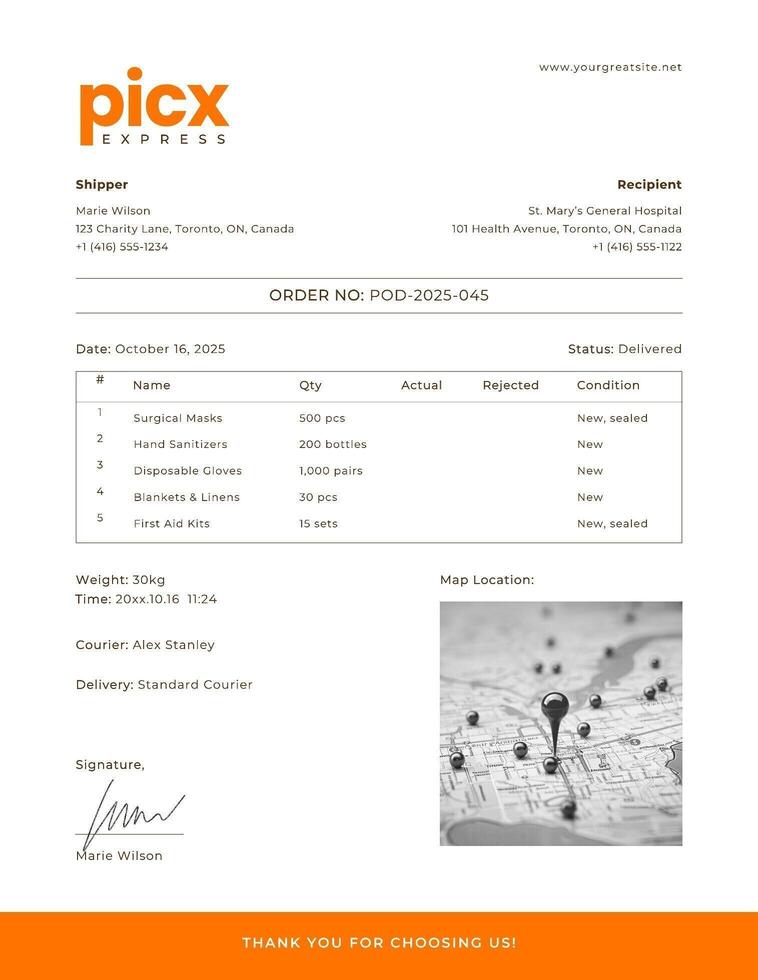 Simple Proof of Delivery Invoice template