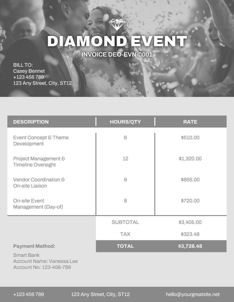 Monochrome Event Organizer Invoice template