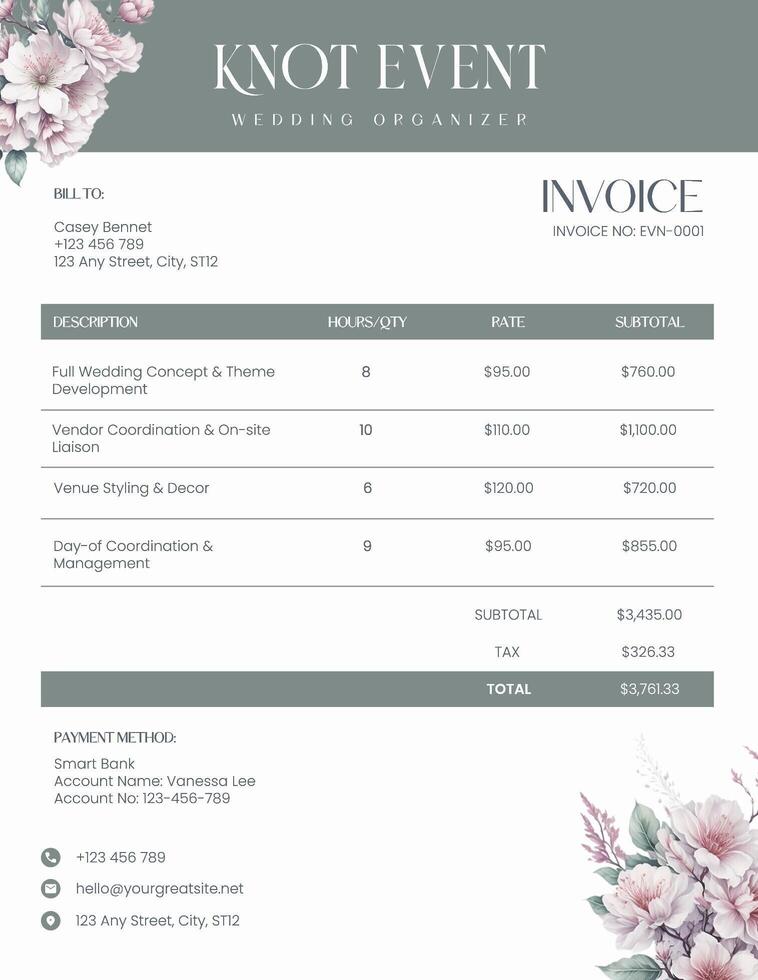 Clean White Event Organizer Invoice template