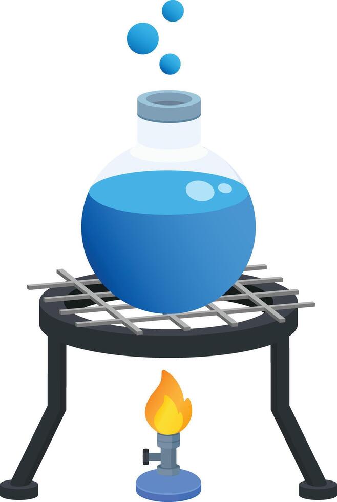 Boiling Flask on Bunsen Burner vector