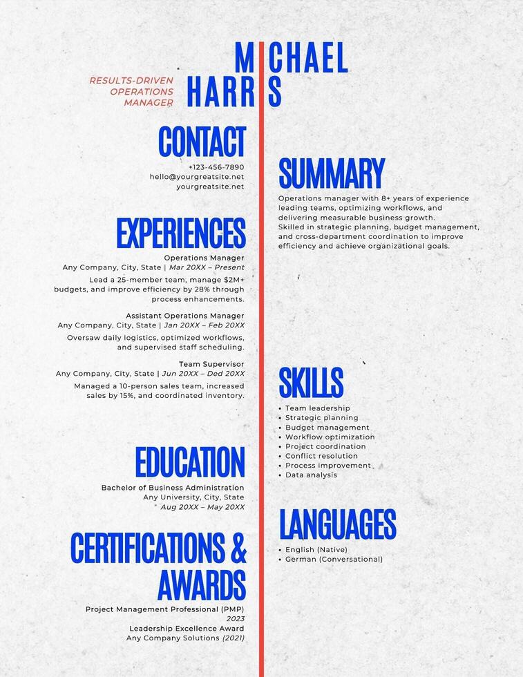 Operations Manager Resume template