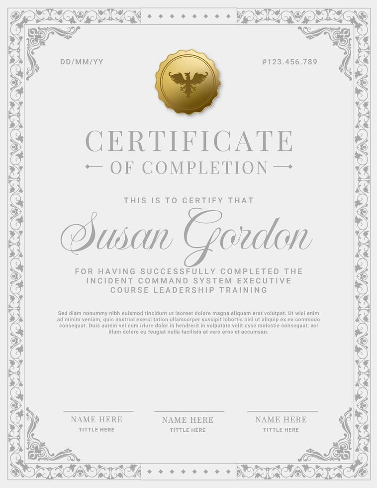 Incident Command System Certificate Template Vertical Version