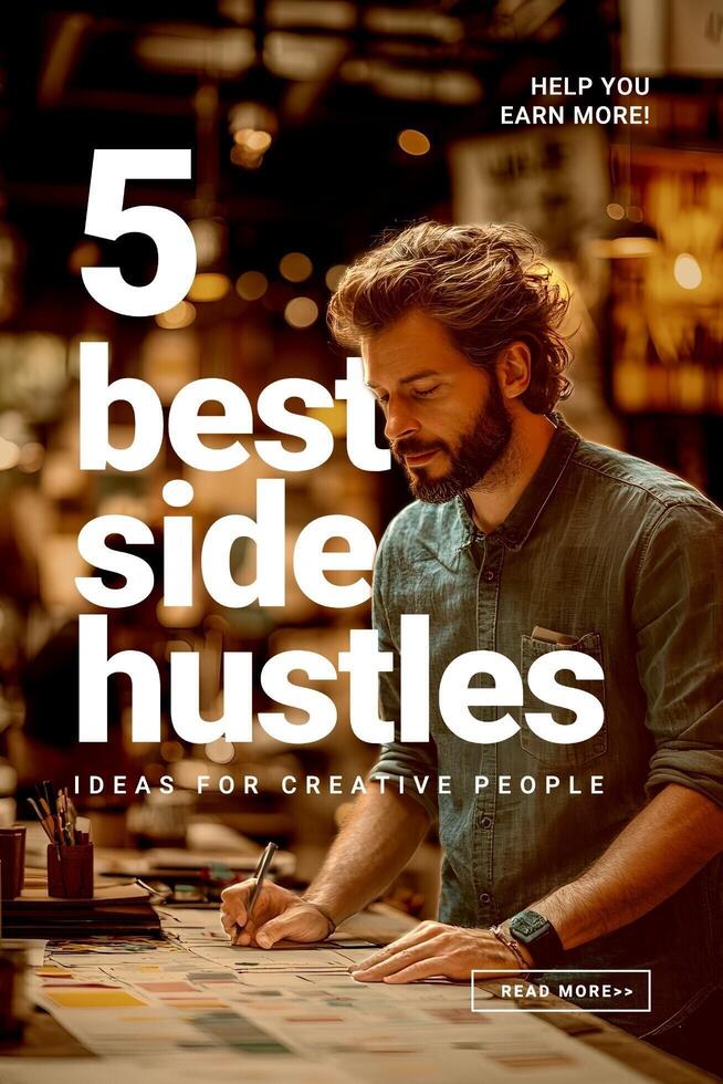 Simple 5 Best Side Hustle Ideas Pinterest Graphic template